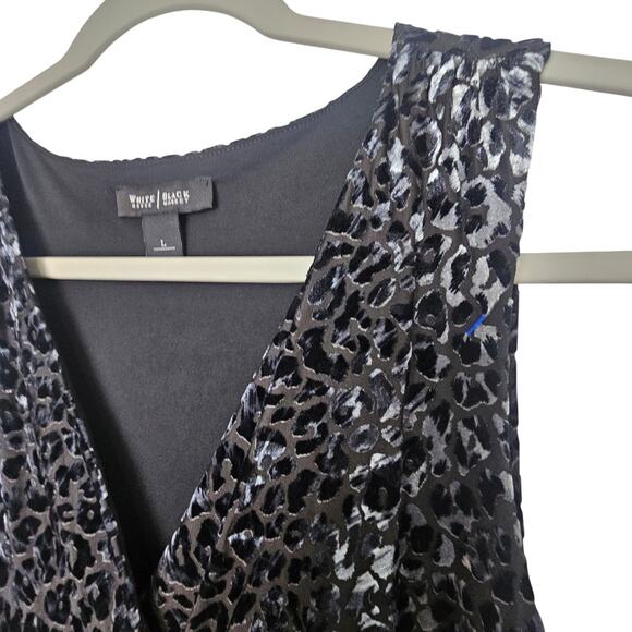 White House Black Market Womens Velvet Burnout Surplice Top Size L Leopard Print - Picture 4 of 7